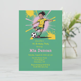 Convite Pop Art Girls Soccer Festa de aniversário