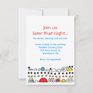 Convite POP ART SCRIBBLY Bat Mitzvah Party Card