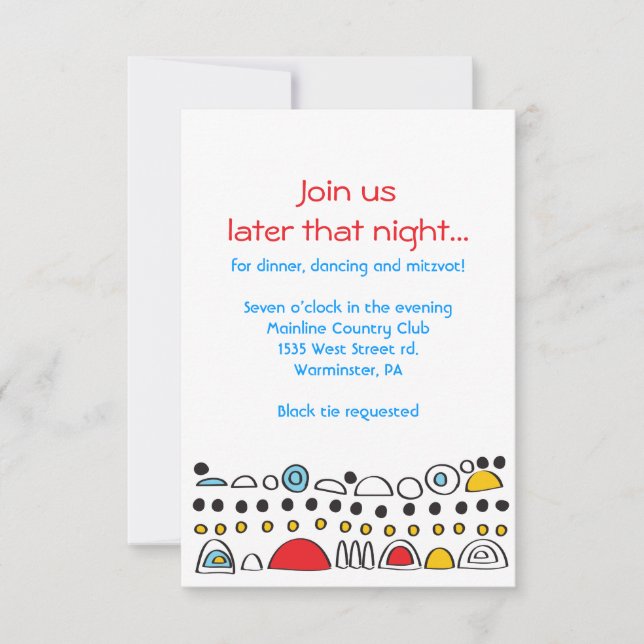 Convite POP ART SCRIBBLY Bat Mitzvah Party Card (Frente)