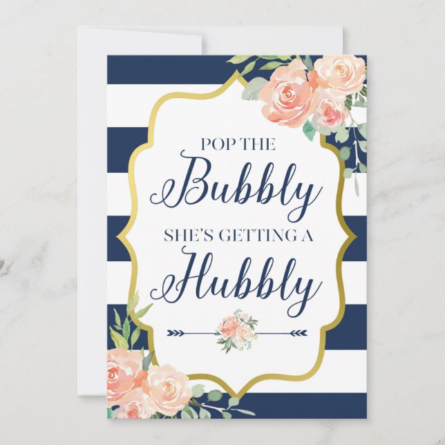 Convite Pop da bolha Ela está ganhando um sinal de Hubby (Frente)