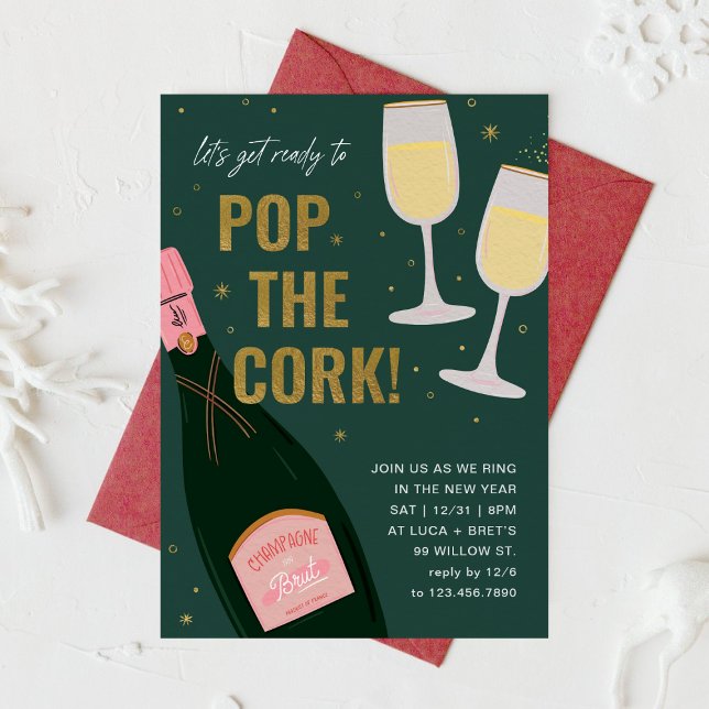 Convite Pop da Cork Champagne Brut Ano Novo (Criador carregado)