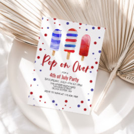 Convite pop de 4 de julho sobre Pop de gelo azul-vermelho