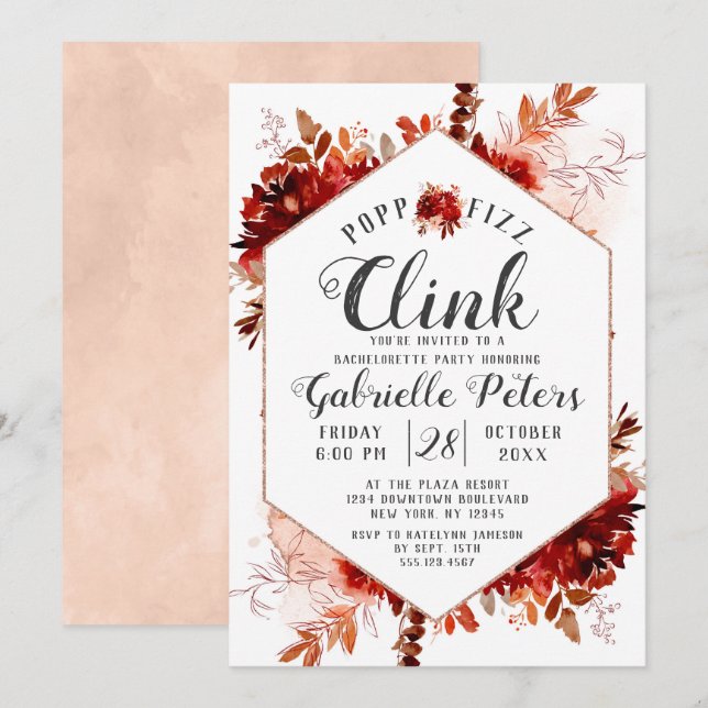 Convite Pop de Beleza Russa Festa de solteira Clink (Frente/Verso)