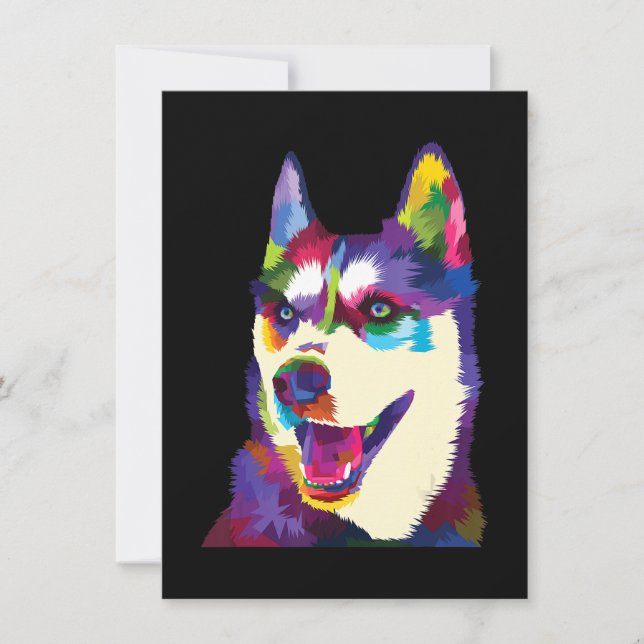 Convite Pop de cão rouco colorido | estilo artístico prese (Frente)