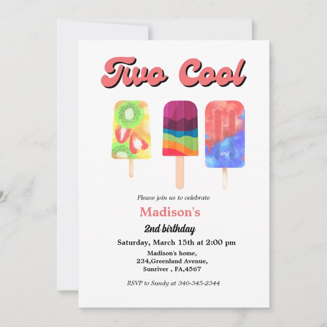 Convite Pop de gelo elegantes duas festas de aniversário l (Frente)