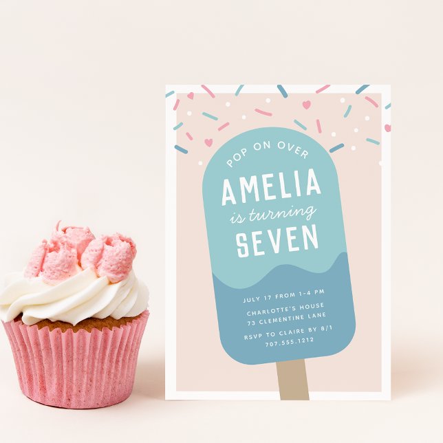 Convite Pop de pulverização | Crianças Sorvete Festa de an (Criador carregado)