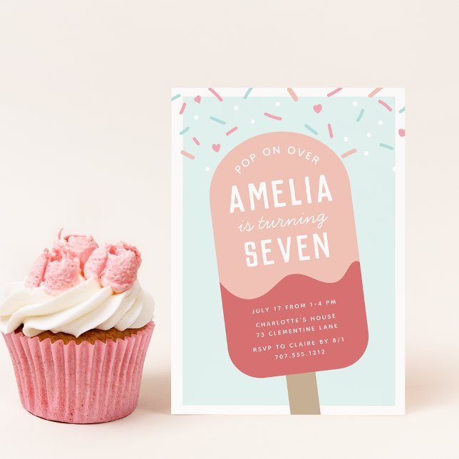 Convite Pop de pulverização | Crianças Sorvete Festa de an (Criador carregado)