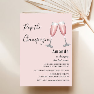 Convite Pop do Chá de panela rosa champanhe
