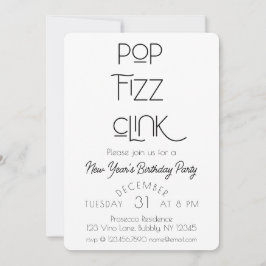 Convite Pop Elegante Fizz Clink Festa de aniversário de An