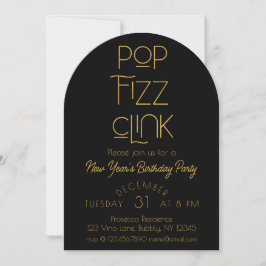 Convite Pop Elegante Fizz Clink Festa de aniversário de An
