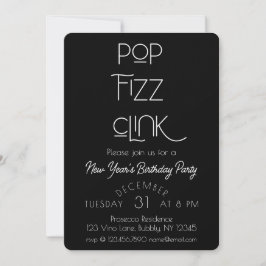 Convite Pop Elegante Fizz Clink Festa de aniversário de An