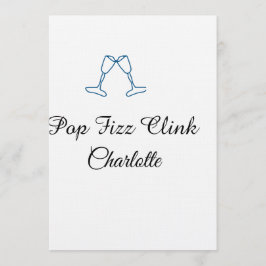 Convite Pop fizz clink blue champagne bottle new year
