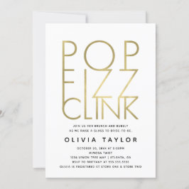 Convite Pop Fizz Clink Chá de panela, Faux Dourado