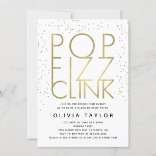 Convite Pop Fizz Clink Chá de panela, Faux Dourado