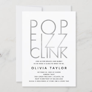 Convite Pop Fizz Clink Chá de panela, Prata
