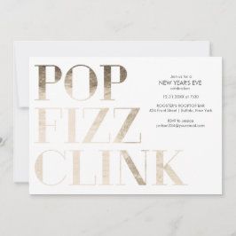 Convite Pop Fizz Clink Faux Gold Foil do Ano Novo