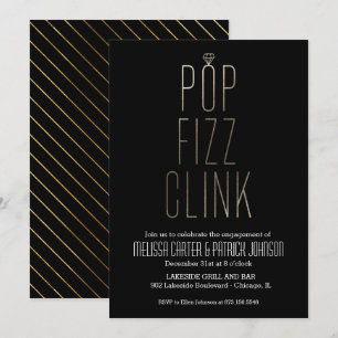 Convite Pop Fizz Clink Festa de noivado em Faux Foil