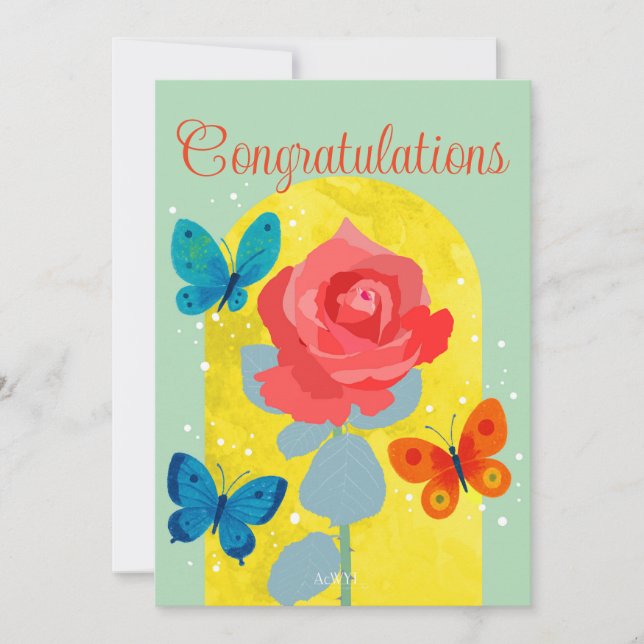Convite POP flower card -red rose-  (Frente)