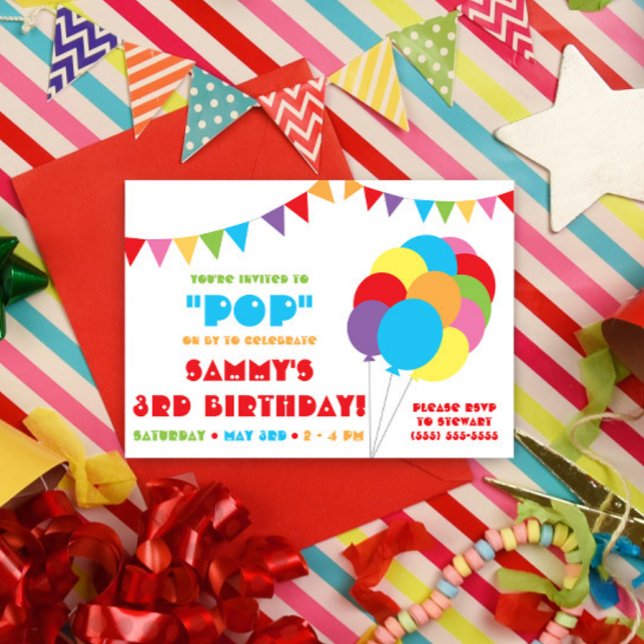 Convite Pop para Celebrar! Arco-íris Balão e bunda (Criador carregado)