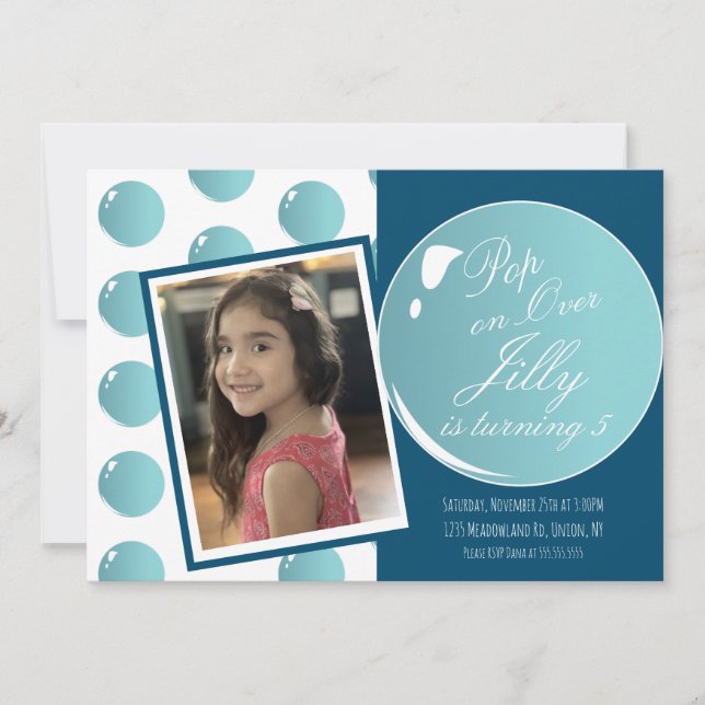 Convite Pop sobre Festa de aniversário de Tema Rosa (Frente)