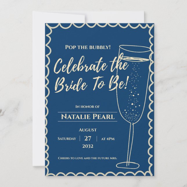 Convite Pop the Bubbly Champagne Theme Bridal Shower  (Frente)