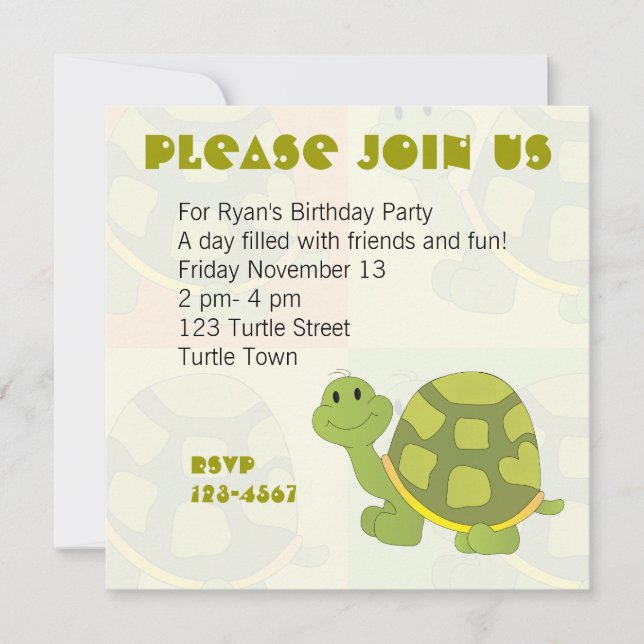Convite Pop Turtle (Frente)
