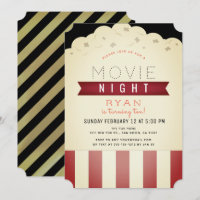 Popcorn Movie Night Vintage Boy Birthday