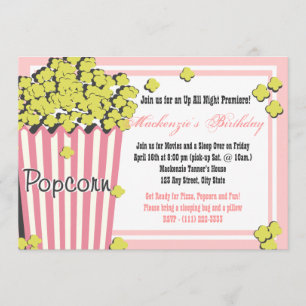 Convite Popcorn Movie Slepover
