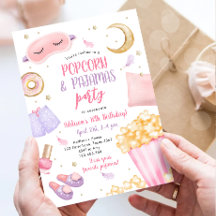 Popcorn Pajamas Sleepover Sumber Party Aniversário