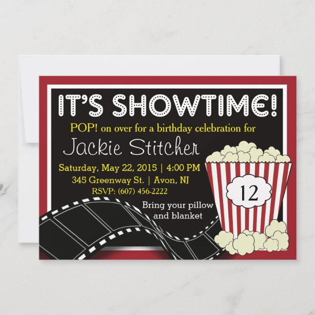 Convite Popcorn "Showtime" (Frente)
