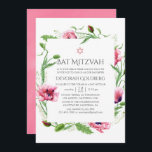 Convite Poppies Cor-de-Água Rosa Bat Mitzvah<br><div class="desc">Convite de morcego de papoila rosa,  projetado para ser rápida e facilmente personalizado de acordo com as especificações do seu evento.</div>