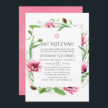 Convite Poppies Cor-de-Água Rosa Bat Mitzvah<br><div class="desc">Convite de morcego de papoila rosa,  projetado para ser rápida e facilmente personalizado de acordo com as especificações do seu evento.</div>