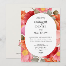 Convite Poppies em Aquarela sobre Fundo Branco Neve