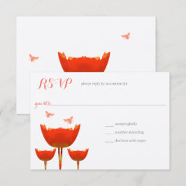 Convite Poppies Laranja & Abelhas Casamento