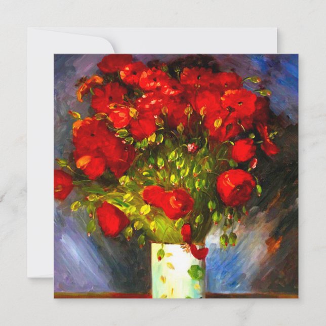 Convite Poppies Vermelhos Van Gogh (Frente)