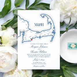 Convite Popponesset Inn Mapa Cape Cod Casamento Elegante
