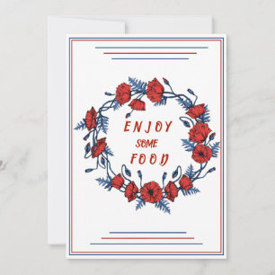 Convite Poppy Floral Chá de fraldas Aproveite Alguma Comid