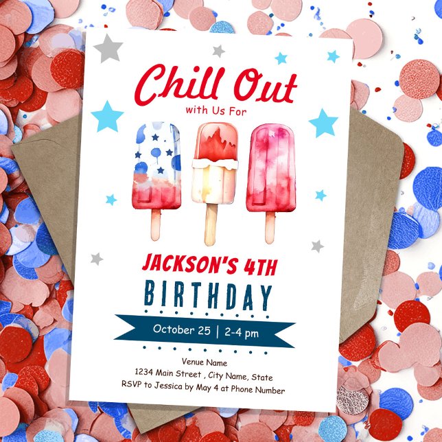 Convite Popsicle de Verão de Aniversário para Crianças Rel (Criador carregado)