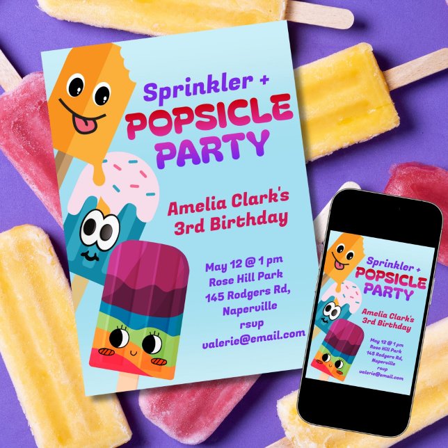 Convite Popsicle Party Birthday (Criador carregado)
