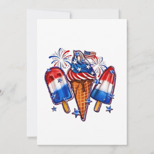 Convite Popsicles Patriótico Sorvete 4 de julho