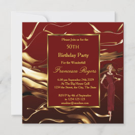 Convite Popular 50ª Festa de aniversário Dourada Borgonha