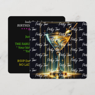 Convite Popular Neon Party Time Personalizado