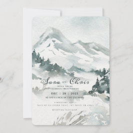 Convite Por Aquarela Snowy Moutain