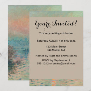 Convite Pôr do sol de Monet no Sena Arte Fina Impressionis