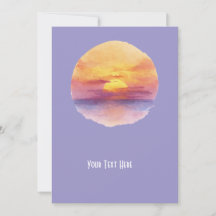 Pôr do Sol em Aquarela Horizonte Oceânico Estético