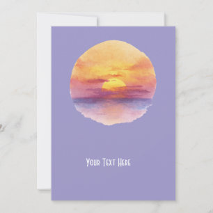 Convite Pôr do Sol em Aquarela Horizonte Oceânico Estético