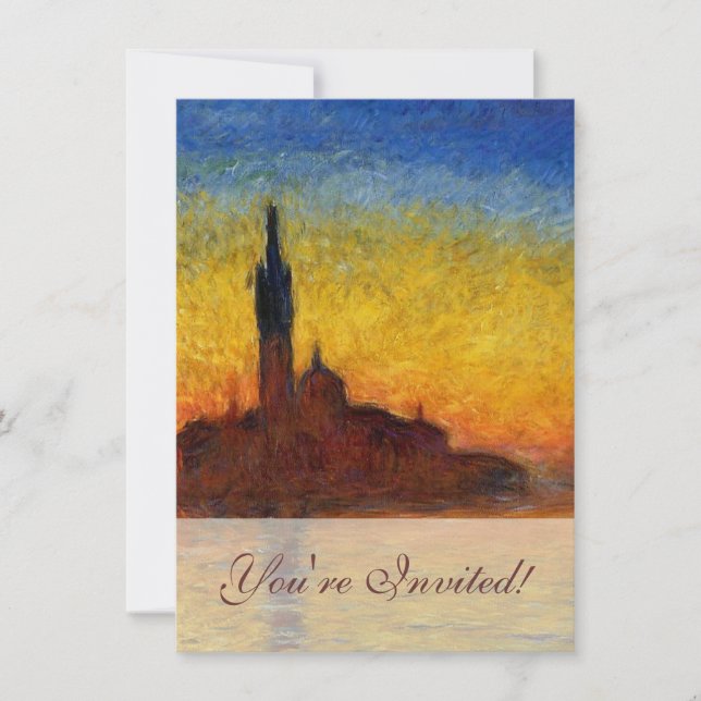 Convite Pôr do Sol Monet Veneza Impressionismo Colorido Ar (Frente)