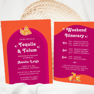 Convite Pôr do Sol Rosa e Laranja Tequila & Tulum Despedid
