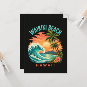 Convite Pôr do sol tropical na praia de Waikiki no Havaí