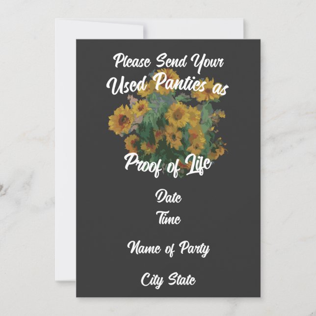 Convite Por favor, mande suas calças usadas como prova de  (Frente)